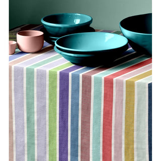 Nappe point de bourdon 170x170 cm  EZE Ecru/Amande Vert de Gris